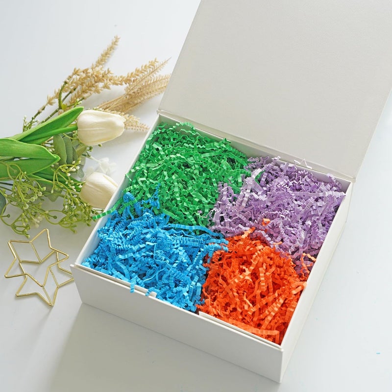 Bobobag - 4oz Crinkle Cut Paper Shred Filler Recyclable Gift Wrap Confetti Raffia Grass Shred Paper for Easter Baskets Filler Creative Eggs Decor (Blue) - Image 3